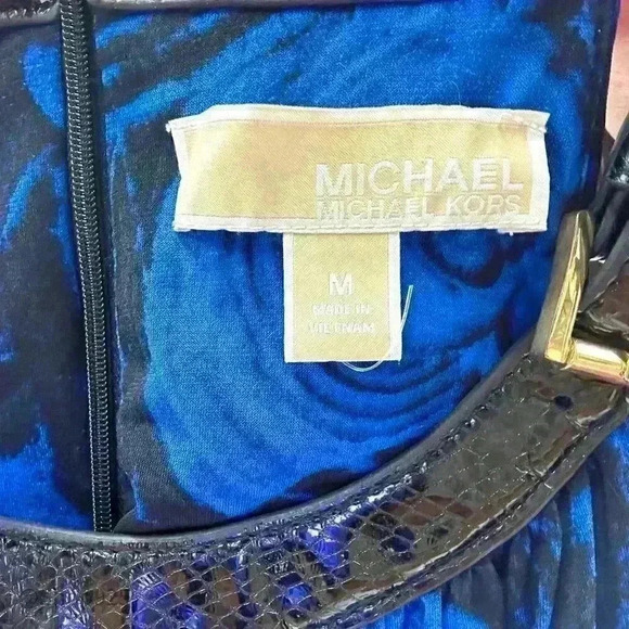 Michael Kors Printed Blue Stretch Midi Dress - Picture 2 of 8